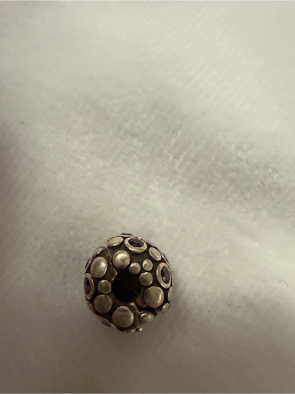 Pandora Silver Dot black stone charm stopper bracelet bead